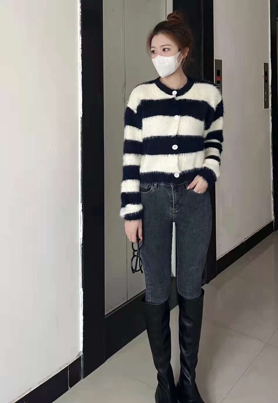 [理姗]加绒紧身牛仔裤女秋冬高腰弹力修身显瘦加厚铅笔小脚裤子