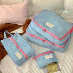 A Must-Have for Travel! Simple Nylon Luggage Storage Bag Travel Set for Cosmetics and Clothing