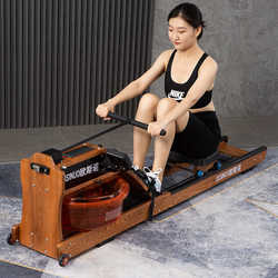 Indoor Fitness Equipment, Home Smart Foldable Silent Aerobic Slimming Commercial Rowing Machine, Solid Wood Water Resistance Rowing Machine
