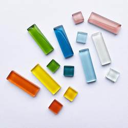 Long Strip Mosaic Rectangular Colored Mica Crystal Glass Translucent Handmade DIY Materials for Creative and Educational Crafts