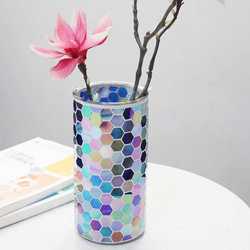 European mosaic colorful geometric glass vase fashionable home guest restaurant Yangfugui bamboo decorative ornaments flower utensils