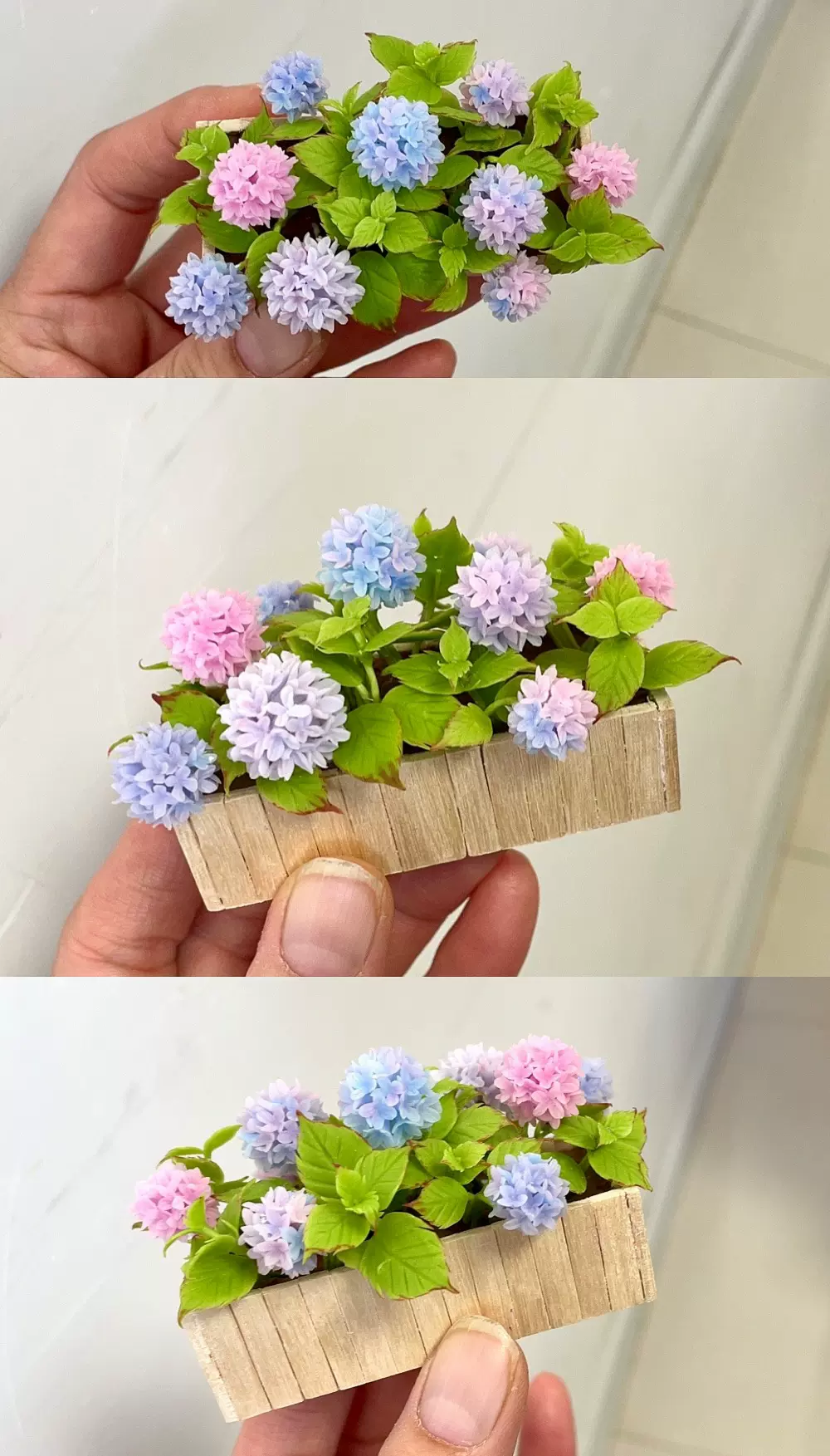 篮子の部屋 微缩粘土花娃用绣球格桑花木棉粘土玫瑰花