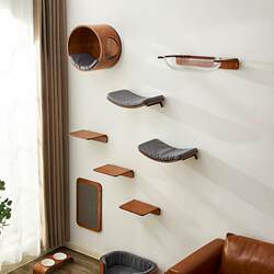 Wall-Mounted Cat Climbing Frame, Space-Saving Cat House, Integrated Cat Shelf with Accessories, Cat Scratching Post, Cat Toys, Cat Jumping Board, Cross-Border