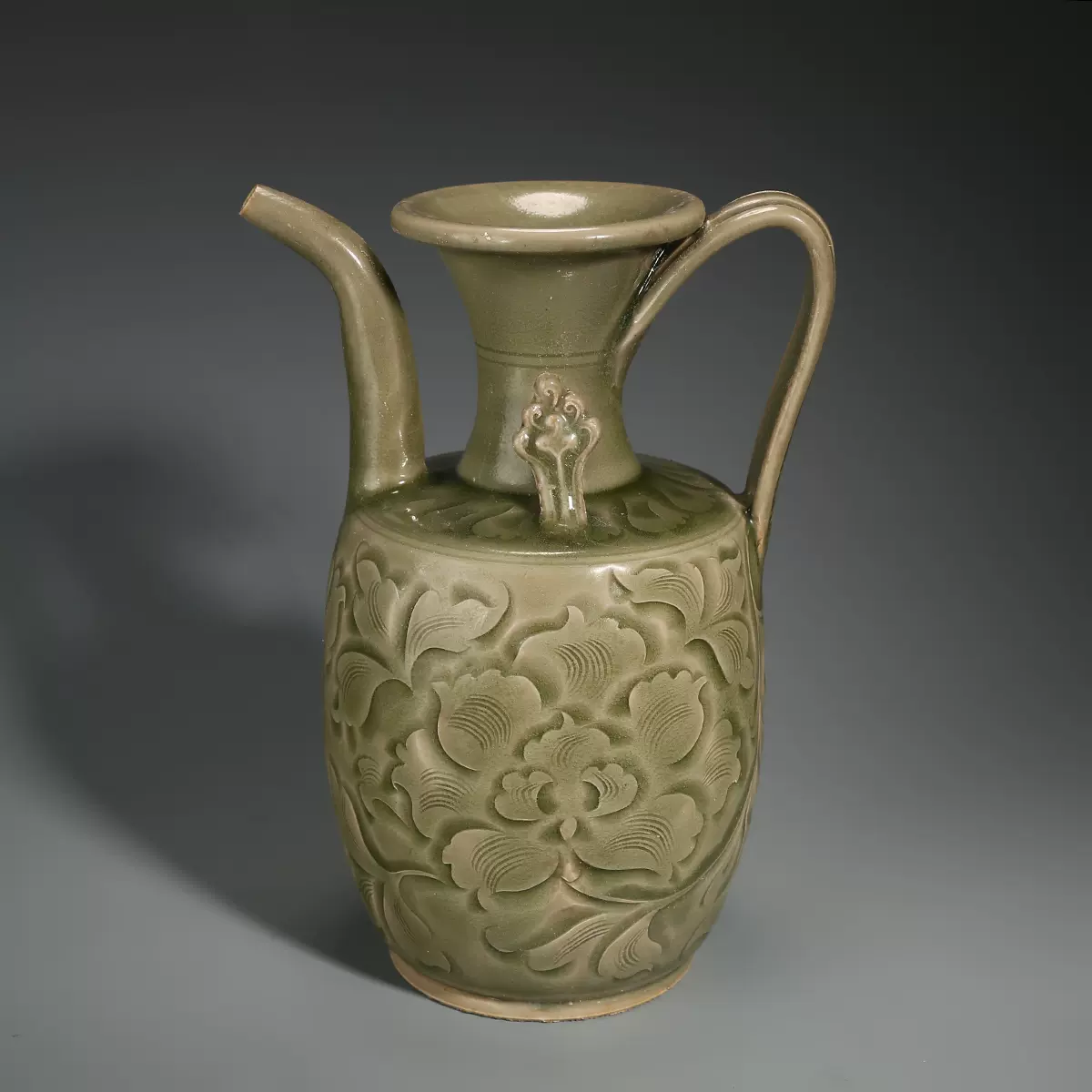 中国美術 窯变釉尊 花瓶 花生 花入 壺 時代物 宋瓷收藏耀州窑雕刻花鸟纹玉壶春瓶古董古玩旧货老货收藏摆件_虎窝淘