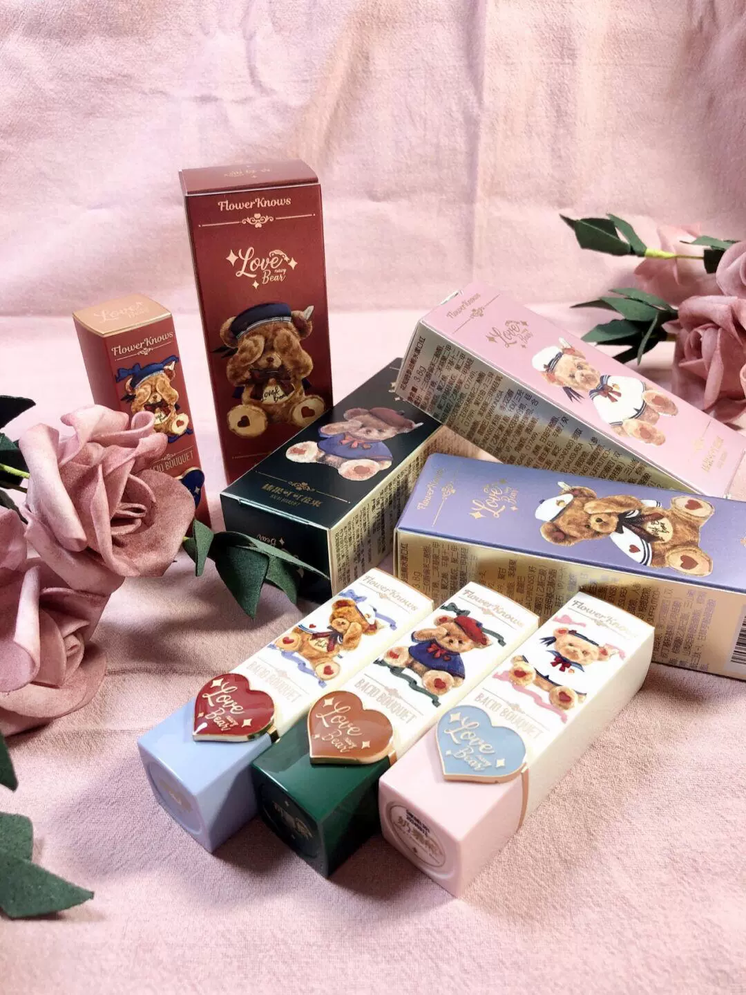 全新花知晓泰迪熊口红唇膏奶栗熊草莓熊包邮