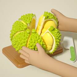 Children's Pretend Play Food Set, Realistic Tearable Durian, Kitchen Fruits and Vegetables, Peelable Stress-Relief Toy