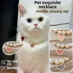 Cat Pearl Heart Necklace, Dog Pet Bow Collar Pendant, Cute Retro Scarf