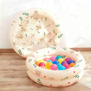 
New round mini bear inflatable pool, children's paddling pool, household infant and toddler thickened swimming pool, ocean ball pool