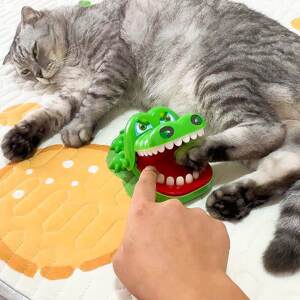 Hand-biting crocodile cat toy, self-stimulating, relieving boredom, amusing cats and dogs, making noises, prank toys, pet supplies