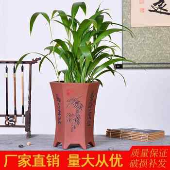 Purple Clay Ceramic Orchid Pot Large Home Gardening Plant Planting Spider Plants Bonsai Clivia Round Flower Pot