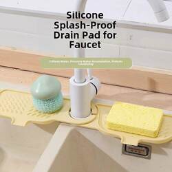 Faucet Splash-Proof Drain Pad Washbasin Kitchen Sink Countertop Silicone Water Storage Pad Water Shield Anti-Water Accumulation Pad