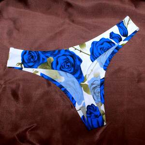 Women's ice silk without trace panties, low waist-orbarted printing G-String Tbacks Thong