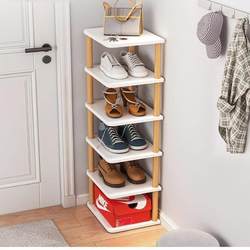 Simple Shoe Rack for Home Use at the Doorway, Single-Row, Narrow Space, Small Shoe Cabinet, Multi-Layer, Space-Saving, Corner Storage Shoe Rack for Dormitory