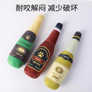 
Cross-border dog toy, simulated champagne bottle, resistant to chewing, self-stimulating cat and dog plush toy, pet supplies manufacturer direct sale