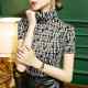 2021 autumn turtleneck lace base shirt for women for women short-sleeved slim fit inside letters fashionable half-sleeved top European station
