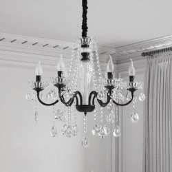 French crystal lamp, retro living room chandelier, middle-aged black candle main lamp, light luxury and high-end bedroom and restaurant lamps