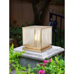 All-copper pillar lamp solar villa garden lamp gate pillar wall lamp outdoor waterproof modern simple lamp