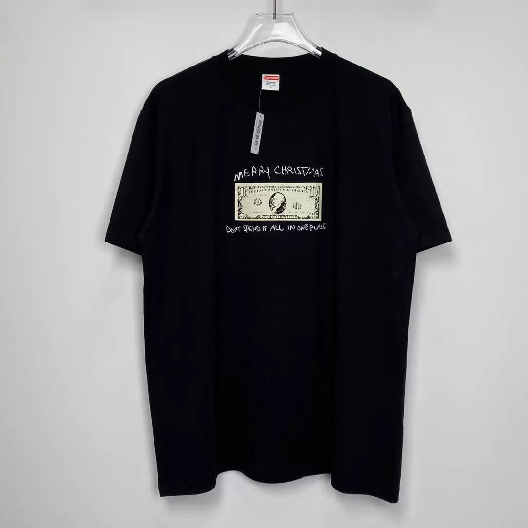 SUPREME 21FW SPEND IT 美金TEE 黑白-Taobao