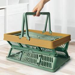 Foldable Picnic Basket ins Supermarket Shopping Basket Large Grocery Basket Spring Outing Tote Basket Japanese Style Shopping Basket