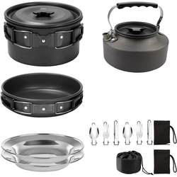 Hot Selling Outdoor Products Portable 2-3 Person Set Pot Teapot Folding Camping Cooker Picnic Pot Set