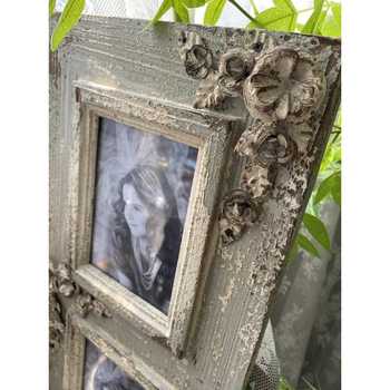 
American retro multi-layered weathered solid wood double photo frame hanging decoration home wall decoration gardening outdoor decoration wall hanging