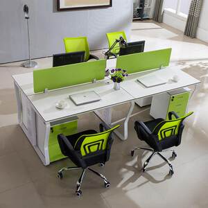 
YG-1015 Shenzhen screen desk simple modern desk office chair green employee computer desk furniture 4 people