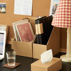 Kraft Paper Book Stand Storage Box Student Desk File Organizer Paper Bookshelf Organizing Box