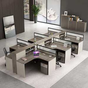 
Screen office desk and chair combination 4-person simple modern staff booth financial desk furniture