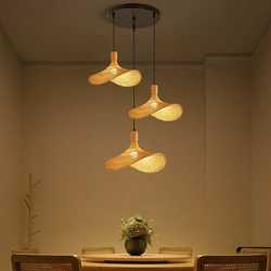 Creative bamboo lantern chandelier retro pastoral combination lamps Zen teahouse B&B living room restaurant lampshade