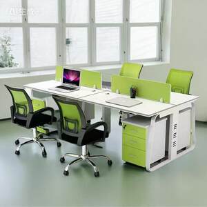 
Office desk chair simple office furniture staff desk four-person employee computer screen card set