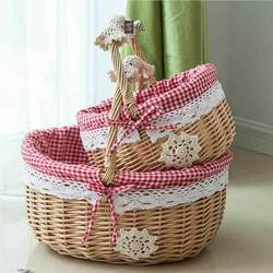 Little Red Riding Hood's Basket Lolita Spring Outing Small Basket Woven Bamboo Basket Seaside Vacation Woven Basket Photo Props