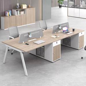 Employee office desk and chair combination 4 four 6 people simple modern computer table screen staff card seat office furniture
