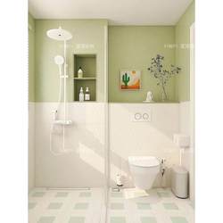Chengdu Avocado Green and Milky White Bathroom Tiles French Retro Pattern Tiles Bathroom Kitchen Wall Tiles Toilet Floor Tiles