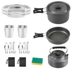 Outdoor supplies hot sale 2-3 people outdoor cooking utensils teapot set pot portable camping folding pot wholesale