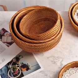 Special Basket for Steamed Buns, Rattan Woven Storage Basket, Household Woven Fruit Basket, Steamed Bun Basket, Needlework Basket, Bamboo Woven Large Basket