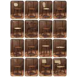 Coffee shop chairs solid wood American retro style dessert baking Western restaurant milk tea shop stools rattan tables and chairs commercial