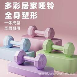 Dumbbells for Women's Home Fitness Strength Training, Solid Plastic-Coated Kettlebells for Arm Muscle Training, Women's Belly Slimming Barbells and Kettlebells