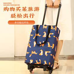 Folding Handcart for Grocery Shopping, Portable Shopping Cart for Elderly, Supermarket Shopping Trolley Bag