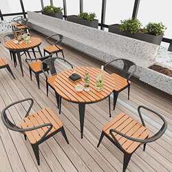 Nordic Outdoor Balcony Table and Chair Set, Open-Air Leisure Patio Dining Table and Chairs, Waterproof and Sun-Resistant Garden Outdoor Small Round Table