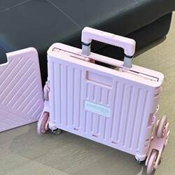 Hand-Pulled Cart for Grocery Shopping, Picking up Packages, Climbing Stairs; Lightweight Folding Supermarket Shopping Cart with Cover