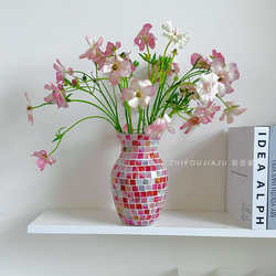 Wholesale Nordic style mosaics, colorful light luxury home decorations, water-grown flower arrangements, glass pink vases
