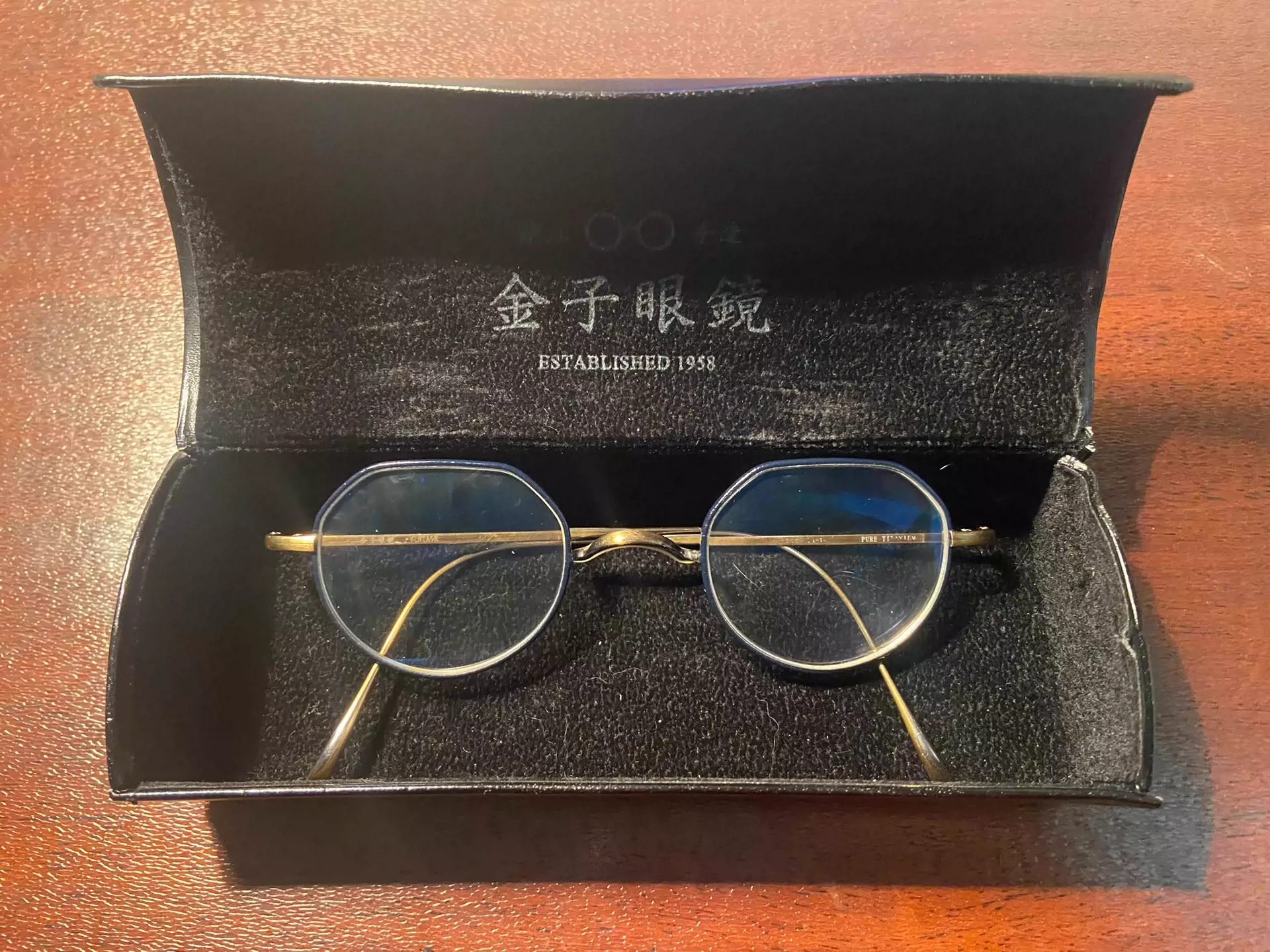 金子眼镜vintage for Puyi复刻深蓝色真皮牛皮包-Taobao Singapore