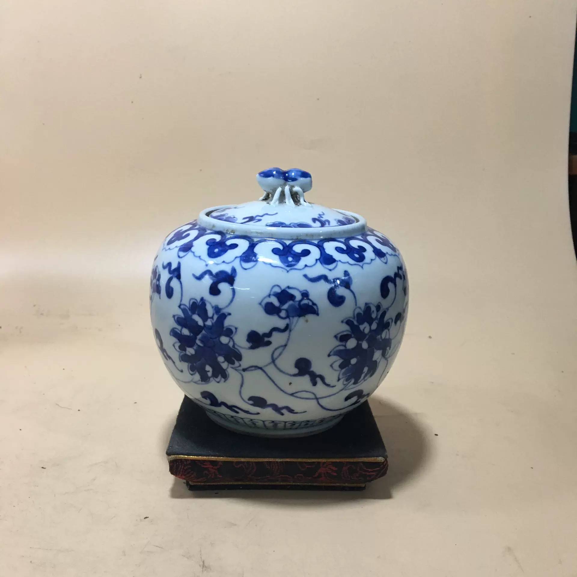 清晚期青花缠枝莲茶叶罐古董古玩瓷器收藏摆件旧货陶瓷花瓶老物件-Taobao