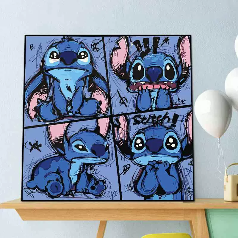 史迪仔数字油画diy填充手工填色油彩画史迪奇手绘