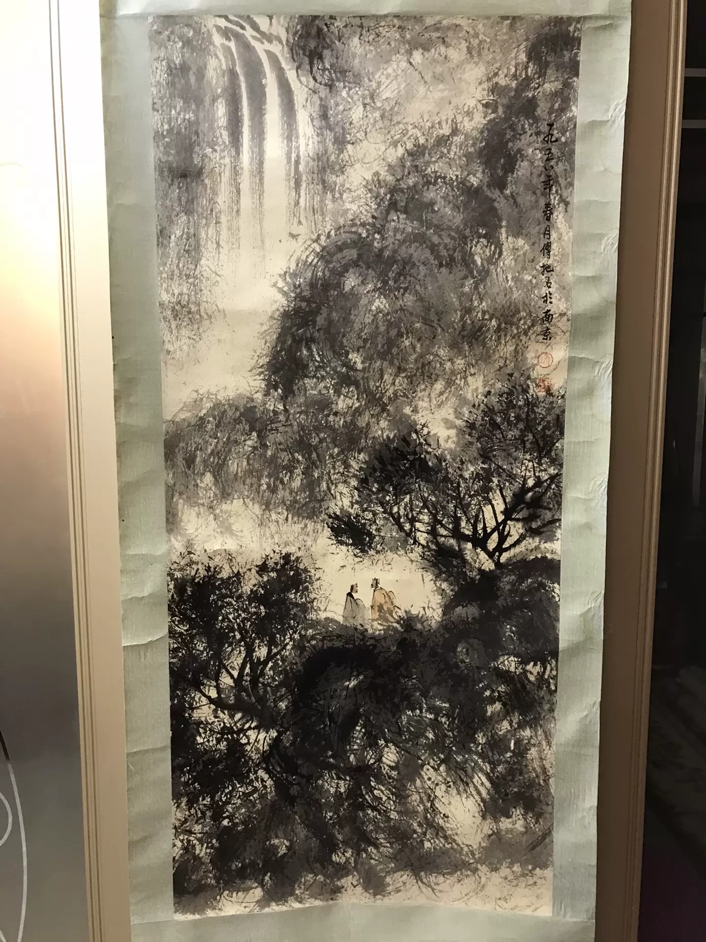 傅抱石精品山水人物画、尺寸：95X42，保真，傅抱石：原名长-Taobao