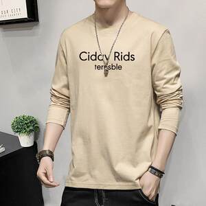 
Long-sleeved T-shirts for men spring and summer 2025 new English printed ins wear loose autumn clothes bottoming shirt tops