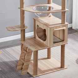 Cat Climbing Frame, Cat Tree, Integrated Double Space Capsule Cat Villa, Small-Sized Large Cat Nest Rack, Space-Saving Cat Toy