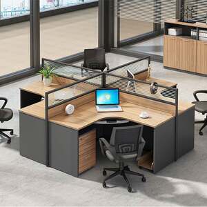 Chengdu employee work table and chair combination simple modern screen partition card seat 2 computer table 4 people office furniture