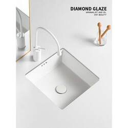 Square Flat-Bottomed Under-Counter Basin, Embedded Washbasin, Ceramic Washbasin, Single Basin, Small Balcony Basin, Nordic Style