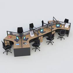 Shenzhen Office Furniture Simple Modular Irregular Partition 4/6 Screen Partition Staff Workstation Staff Office Desk and Chair Set